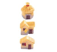 Sosoport 3 Piezas Casa De Campo Retro con Techo De Miniatura Diminuto Micro Artesanía Figurilla Cabaña Equipo Pequeña Casas De Pueblo Mini Casa Pequeño Resina