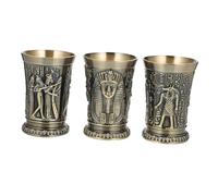 Sosoport 3 piezas Vasos de Vintage de Metal con Totem Set de Diseño Artístico para Bebidas y Decoración Color Bronce Estabilidad Garantizada