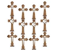 Sosoport 4 Juegos de Cruz de Madera Rústica con Base para Mesa, Decoración Espiritual para Altar Católico, Bautizo, Pascua y Bodas, Centro de Mesa para Hogar E Iglesia, Adornos