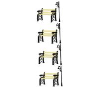 Sosoport 4 Juegos De Sillas De Parque Simuladas Farolas Casas De Muñecas Miniaturas Adornos De Jardín Decoración Conmemorativa Minimuebles Banco para Exterior Lámpara