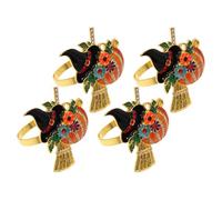 Sosoport 4 Piezas Anillos de Servilleta de Halloween de Aleación Naranja, Ligeros y Portátiles, Accesorios Creativos para Oficina y Bares en Fiestas Temáticas