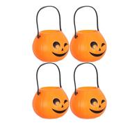 Sosoport 4 Piezas Cubo de Calabaza de Plástico Naranja para Halloween, Ligero y Funcional, Adecuado para Fiestas y Porta Dulces de Juego o Trato