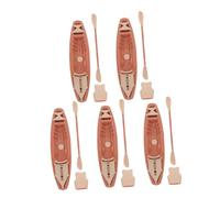 Sosoport 5 Juegos Mini Kayak Model Plastic Canoe with Oars Life Vest Water Toy Dollhouse Decoration