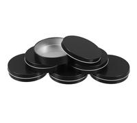 Sosoport 6 Piezas Caja de Juego de Postres, Organizador de Dulces, Caja Redonda de Metal para Aperitivos, Negra, Hojalata, para Sugar Cakes y Candy, Bodas y Hogar