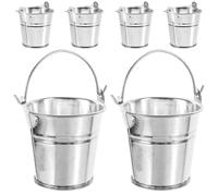 Sosoport 6 Piezas Mini Cubos Metálicos con Asas Cubos Decorativos para Mini Jardinería Macetas Pequeñas para Fiestas Bodas y Decoración de Paisajes Miniatura