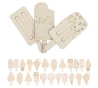 Sosoport 70 Piezas Rodajas de Madera en Blanco Forma de Helado, Madera, Superficie Lisa Rebabas, para DIY y Decoración, Adolescentes, Navidad