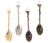 Sosoport 8 Piezas Cucharas Café Vintage con Mango Curvado de Aleación de Zinc Cucharillas para Café Postres Helados y Pasteles Resistentes y Decorativas para Hogar y Cafetería