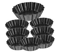 Sosoport 8Piezas Molde para Tartas de Huevo de Mini Bandejas de Hornear con Base Extraíble para Tartaletas Pasteles y Quiches Resistente y de Limpiar