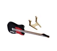 Sosoport Accesorios de Casa de Muñecas Mini Guitarra Eléctrica con Soporte de Instrumento Musical Coleccionable para Decoración de Muñecas
