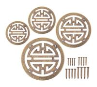 Sosoport Apliques Decorativos de Cobre Estilo Chino para Joyero y Caja de Madera Vintage 4 Piezas Diámetro 55 CM 64 CM 77 CM y 10 CM Accesorios para Muebles Retro y Decoración