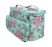 Sosoport Bolsa Cuadrada para Guardar Utensilios de Costura y Hilo Diseño de Flores, Organizador Compacto para Labores de Ganchillo y Manualidades, Incluye Espacio para Cintas Métricas y