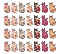 Sosoport Botones Decorativos de Madera para Coser Diseño de Gato, 50 Unidades Tamaño 20x30 Mm, Color Natural, Ideales para Manualidades Diy, Ropa y Decoración Artesanal