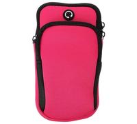 Sosoport Brazalete Deportivo para Teléfono Móvil en Material de Neopreno Resistente, Tamaño Ajustable para Brazo Medio, Color Rosa Fucsia, Soporte para Correr y Hacer Ejercicio