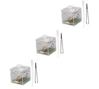 Sosoport Caja De 3 Piezas De Cría De Araña Saltadora Caja De Cría De Gecko Crestado Casa De Cangrejo Ermitaño Alimentador De Reptiles Hábitat De Araña Saltadora Kit De Hábitat De