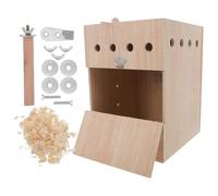 Sosoport Caja Nido para Periquitos Mediana de Madera Natural, con Colgador Lateral Derecho, Suministros Cría de Aves Pequeñas y Medianas, Compatible con Cotorras y Canarios (24,5 X 18,3 X