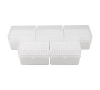 Sosoport Caja Organizadora de Plástico Blanco Diseño Resistente 5 Piezas Capacidad para Puntas de Pipeta para Laboratorios Educativos E Investigación