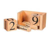 Sosoport Calendario de Madera de Estilo Europeo Calendario Perpetuo de Sobremesa Decorativo en Color Madera Natural para Oficina y Hogar Elegante y Reutilizable