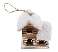 Sosoport Casa de Madera LED con Luz Cálida Miniaturas de Pueblo Navideño con Nieve para Decoración de Mesa y Árbol Adornos Rústicos para Escena Invierno Wonderland