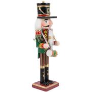 Sosoport Cascanueces Navideño de Madera Artesanal de 30 CM Decoración Tradicional para Escritorio y Estante Adorno de Soldado Verde con Instrumento para Navidad