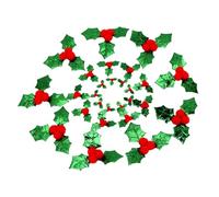 Sosoport Confeti artesanal de hojas verdes y frutos rojos para fiestas, 100 piezas por bolsa, accesorios decorativos para cumpleaños, celebraciones y manualidades