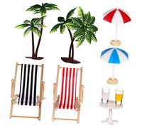 Sosoport Conjunto De Modelos De Resina Paraguas Micropaisaje De Playa Mini Tropical Muñeca Palmeras Juguetes Junto Al Mar Estatuillas De Playa Accesorios Temáticos Junto Al Mar El Plastico