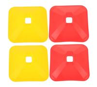 Sosoport Conos de Fútbol de Entrenamiento Cuadrados 4 Piezas Colores Amarillo y Rojo Resistentes Apilables para Equipamiento Deportivo y Señalización en Campo de Fútbol