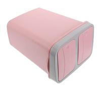 Sosoport Cubo de Basura Doble para Cocina con Tapa Separación de Residuos Húmedos y Secos Compacto y Resistente Diseño de Plástico Rosa Adecuado para Baño y Oficina 2 Compartimentos