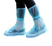 Sosoport Cubrezapatos Impermeables de PVC Transparentes Antideslizantes de Tubo Alto Cordón Talla XL para Calzado 42-43 Color Azul 2 Pares para Protección contra Lluvia y Barro