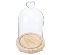 Sosoport Cúpula de Campana de Cristal Transparente con Base y Luz LED Cálida, Forma de Corazón 10x15 Cm, Vitrina Decorativa Antidespolvoreo para Manualidades, Flores y Exhibición en Hogar