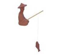 Sosoport de Jardín en Arena Púrpura Marrón Figura de Pescador Antiguo en Miniatura, Diseño Zen Asiático para Bonsáis y Acuarios Interiores