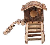 Sosoport Jaula para Hámsteres Accesorios de Juguete Caseta para Ratas Nido de Madera para Hámsteres Castillo Nido