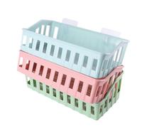 Sosoport Juego De 3 Estantes Organizadores De Pared Sin Perforaciones 34x12x9 Cm De Plástico Resistente Ventosa Fuerte para Baño y Cocina, Jabonera y Cesta Organizadora Azul, Verde y Rosa Nordic