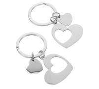 Sosoport Llaveros Acero Inoxidable 2 Piezas Colgante de Corazón Hueco Plateado, Llavero Decorativo para Mochila y Bolso, Accesorio Romántico para Uso Diario y Obsequio