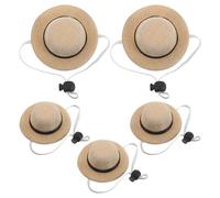 Sosoport Mini Sombreros de Paja para Mascotas al Aire Libre, 5 Unidades Grandes con Correa Elástica Ajustable, Sombreros para Perros Pequeños, Gatos y Pollitos, Protección Solar UV