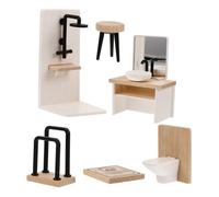 Sosoport Miniatura De Muebles De Baño para Casa De Muñecas Completo con Lavabo Ducha Inodoro y Accesorios Decorativos Mobiliario Realista y Detallado
