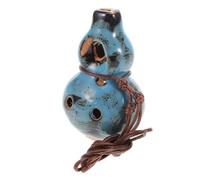 Sosoport Ocarina de Cerámica de 6 Agujeros en Tonalidad Alto C, Instrumento Musical en Forma de Calabaza Azul con Esmalte Floral para Educación Musical, Viaje y Narración de Cuentos