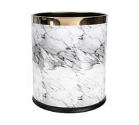 Sosoport Papelera Redonda de Plástico Blanca Jaspeada Estilo Mármol Cubo de Basura Decorativo para Hotel y Hogar Capacidad Fuerte para Cocina Oficina y Baño Contenedor Práctico para