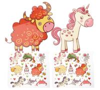 Sosoport Parches Termoadhesivos de Transferencia de Calor Diseños de Animales, 2 Hojas para Ropa Diy, Camisetas, Jeans, Chaquetas y Accesorios, Papel Transfer para Planchar Ropa