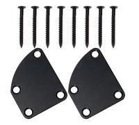 Sosoport Placa de Refuerzo Triangular Acero Inoxidable 2 Piezas Negro con Tornillos, Mejora la Integridad Estructural y Conexión del Mástil para Guitarra Eléctrica