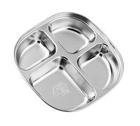 Sosoport Plato Dividido Inoxidable Alimentos Bandeja de Servicio Multicompartimento para Hogar y Diseño Práctico y Apilable Mantiene y Reutilizable
