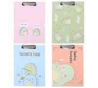 Sosoport Portapapeles A4 Multifuncional Diseño de Dibujos Animados 4 Unidades Azul Rosa Verde Naranja Cartón Rígido Resistente para Oficina Escuela y Apuntes