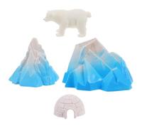 Sosoport Set de Maqueta de Pequeño y Figuras de Animales Polares para Niños, Mini Decoración de Iceberg Realista, Adecuado para Dioramas y Decoración Invernal en Casas de Muñecas