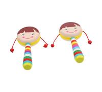 Sosoport Sonajero De Ñiño De Madera 2 Piezas Diseño De Dibujos Animados, Juguete Sonajero De Mano Pequeño, Color Marrón, Juguete Musical Para Desarrollo Sensorial e Interacción Infantil