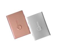 Sosoport Tarjetero Deslizante Metálico para Tarjetas de Visita Caja Organizadora Portátil de Oficina Set 2 Piezas Color Plata y Rosa Dorado Tapa a Presión y Gran Capacidad para Uso