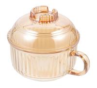 Sosoport Tazón de Sopa de Vidrio Marrón con Tapa para Cocina Diaria | Cuenco para Caldo y Papilla, Superficie Lisa, Uso en Hoteles, Limpieza Fácil, para Estudiantes