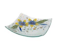 Sospiri Venezia Bandeja de Tocador de Vidrio de Murano con Decoración Floral, Centro de Mesa, Decoración para el Hogar, Idea de Regalo, Hecha a Mano en Italia (19x19 cm, Cuadrada)