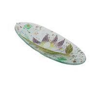 Sospiri Venezia Bandeja de Tocador de Vidrio de Murano con Decoración Floral, Centro de Mesa, Decoración para el Hogar, Idea de Regalo, Hecha a Mano en Italia (28x11 cm, Ovalada)