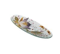 Sospiri Venezia Bandeja de Tocador de Vidrio de Murano con Decoración Floral, Centro de Mesa, Decoración para el Hogar, Idea de Regalo, Hecha a Mano en Italia (28x11 cm, Ovalada)