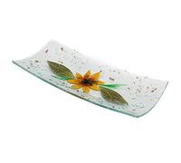 Sospiri Venezia Bandeja de Tocador de Vidrio de Murano con Decoración Floral, Centro de Mesa, Decoración para el Hogar, Idea de Regalo, Hecha a Mano en Italia (30x13 cm, Rectangular)