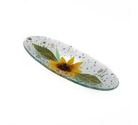 Sospiri Venezia Bandeja de Tocador de Vidrio de Murano con Decoración Floral, Centro de Mesa, Decoración para el Hogar, Idea de Regalo, Hecha a Mano en Italia (28x11 cm, Ovalada)